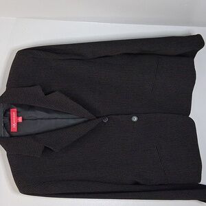 Anne Klein Women's Size12 Pinstripe 2 Button Single Breasted Black Blazer